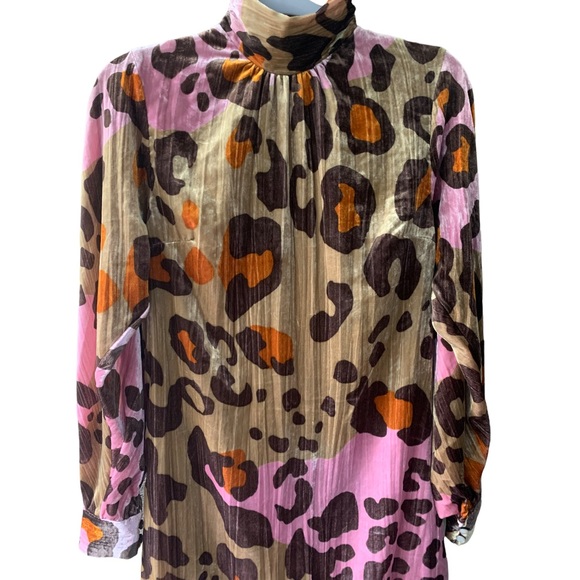 Anthropologie Eleanor Velvet Tunic Dress in Pink Motif. Size 0. - Picture 5 of 11